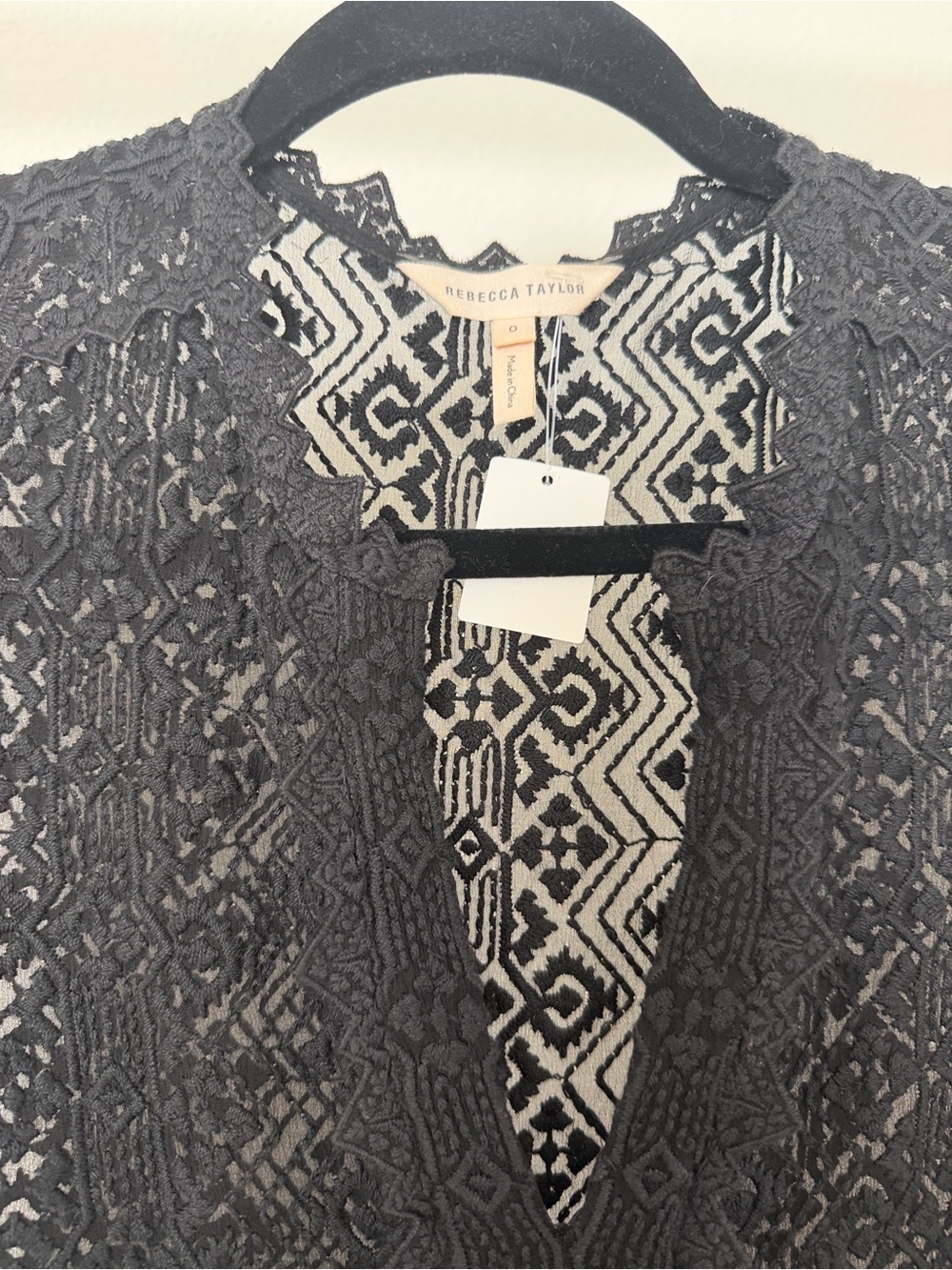 Rebecca Taylor Black Lace V-Neck Blouse - Picture 2 of 4